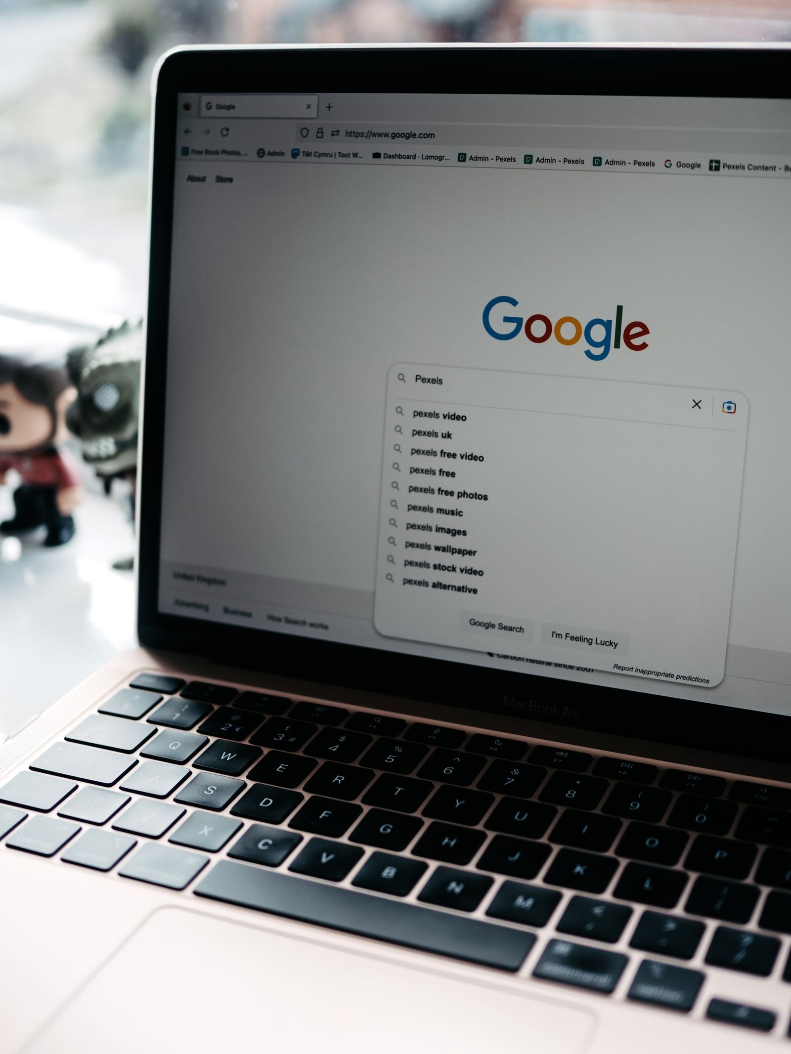 Google search engine open on a laptop screen representing search intent for Google Ads