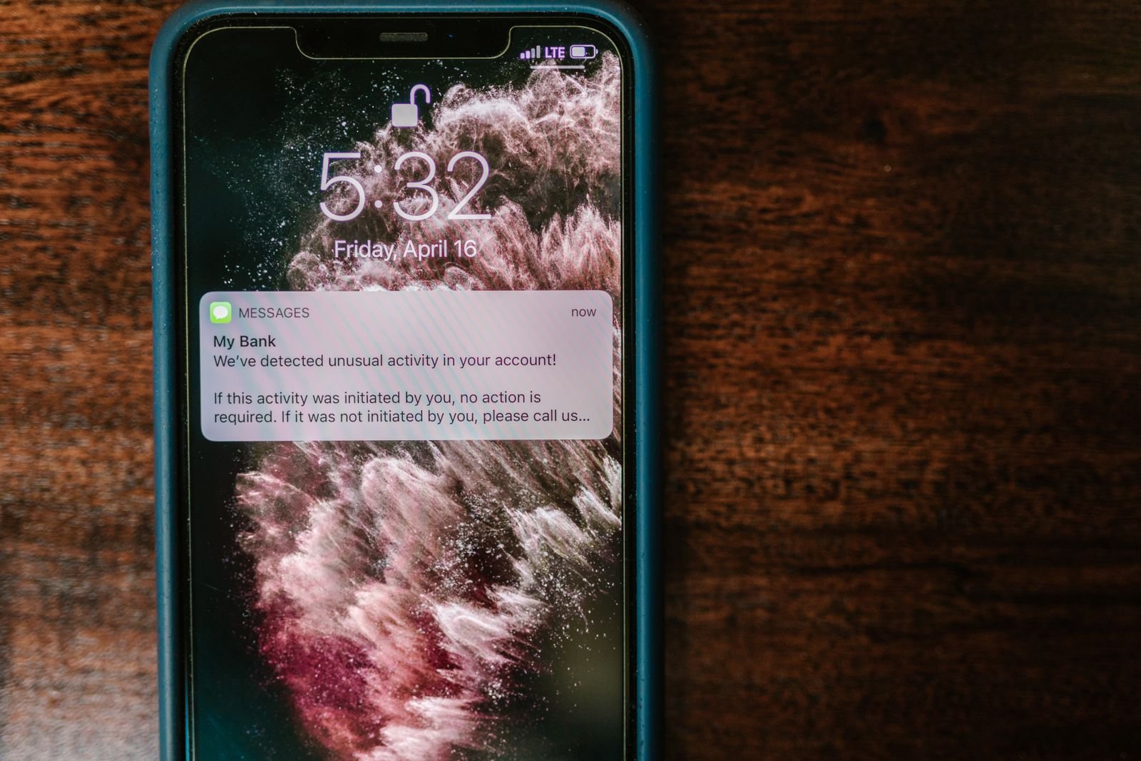 Smartphone showing an automated text follow-up message notification